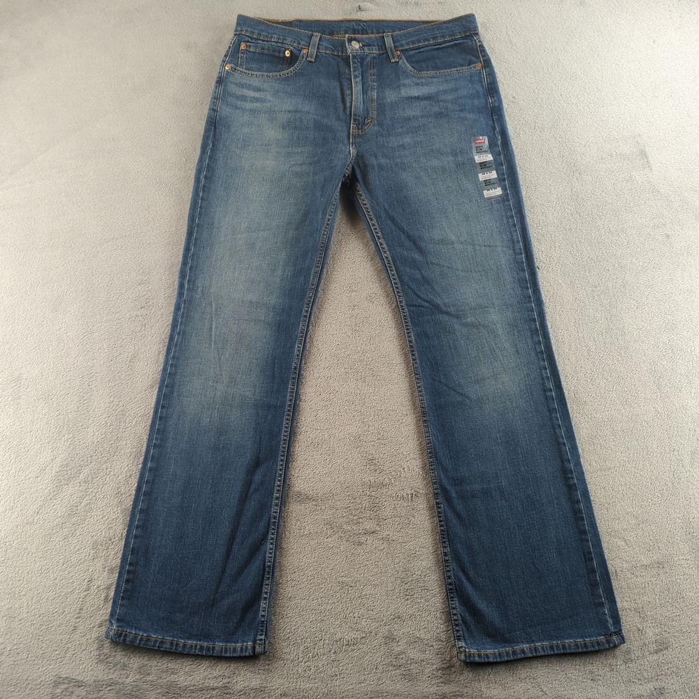 Levis 527 Jeans Mens 36x34 Blue Faded Low Rise Slim Bootcut Western NEW Y2K